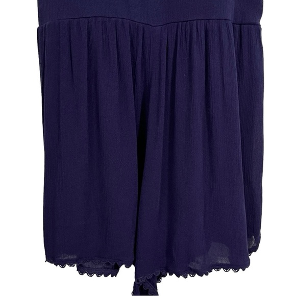 NWT Xhilaration Romper w/Adj. Spaghetti Straps & Embroidered Trim Navy Blue - Picture 6 of 10